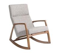Ángel Cerdá - Sillón Mecedora Tela Gris - 68 x 90 x 96 cm con Estructura de Madera Nogal - Confort Vanguardista, Relajación Atemporal, Sillón Mecedora para Salón