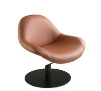 Angel Cerdá - Sillon Moderno Giratorio Tapizado en Polipiel Marrón, Giro 360º | Respaldo Alto y Reposabrazos | Patas de Acero Inoxidable Negro Mate | Diseño para Salón | 86 x 83 x 79 cm