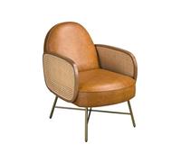 Angel Cerdá - Sillón de Piel Marrón de Líneas Envolventes - Diseño Contemporáneo, Cómodo y Elegante - 84 X 84 X 74 Cm - Tapizado en Piel Vacuno Marrón y Estructura De Acero Lacado Negro Mate