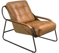 Ángel Cerdá - Sillón Tapizado en Piel Marrón con Reposabrazos y Patas de Acero Inoxidable Pulido Oscurecido - Diseño Moderno y Elegante - Máxima Comodidad - 72 x 98 x 83 cm