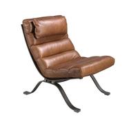 Angel CERDÁ - Sillón con Cojín Reposacabezas Extraíble - Diseño Moderno y Elegante - 66 x 96 x 90 cm - Tapizado en Piel Marrón Oscuro con Patas de Acero Inoxidable Metalizado