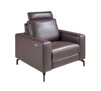 Angel Cerdá | Sillón Relax Eléctrico Modelo 5240 | Tapizado en Piel Marrón Chocolate | Patas de Acero Inoxidable Negro | con Puerto USB-C