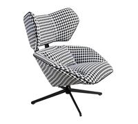 Angel CERDÁ - Sillón Relax Giratorio con Reposabrazos - Diseño Moderno - 85 x 95 x 98 cm - Tapizado en Tela Blanca y Negra con Estampado Pata de Gallo
