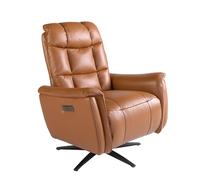 Ángel Cerdá - Sillón Relax Giratorio Piel Gris - 85 x 80/156 x 106 cm con Patas de Acero Inoxidable Negro -Sillón Relax de Vanguardia, Butacas de Salon Reclinable Y Confortables