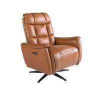 Ángel Cerdá - Sillón Relax Giratorio Piel Gris - 85 x 80/156 x 106 cm con Patas de Acero Inoxidable Negro -Sillón Relax de Vanguardia, Butacas de Salon Reclinable Y Confortables