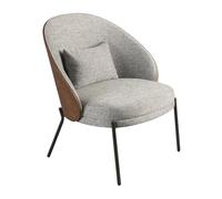 Angel Cerdá - Sillón Tapizado en Tela Gris con Estructura de Nogal - Diseño Moderno, Confortable y Envolvente - 78 X 75 X 74 Cm - Asiento Acolchado, Respaldo Curvo y Patas de Madera Maciza Natural