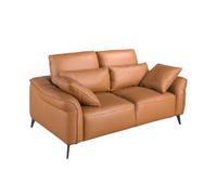 Angel CERDÁ - Sofá 2 Plazas con Reposacabezas Elevables - Diseño Moderno - 170 x 107 x 105 cm - Tapizado en Piel Marrón de Origen Vacuno y Patas de Acero Inoxidable