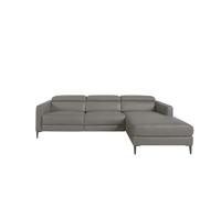 Angel cerda sofá chaise longue derecha en piel con relax gris oscuro 95 cm
