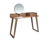 Ángel Cerdá - Escritorio Tocador de Madera Nogal con Espejo - Tocador Mesa Moderno con Cajón Lateral - Tocador Mueble con Espejo Giratorio - 120 x 45 x 126 cm
