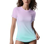 ANGEL CITIZ - Camiseta UV de manga corta para mujer, protección UPF 50+, Rashguard para surf, traje de baño, tallas S-XXL, S