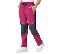 ANGEL CITIZ Pantalones de secado rápido para senderismo, al aire libre, ligeros, uniformes, para niños y niñas, con 3 bolsillos con cremallera, color rosa