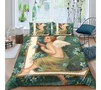 Ángel clásico Funda nórdica impresión 3D Microfibra decoración Dormitorio Juego de Cama ángel Suave Transpirable Adultos Double（200x200cm）