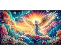 Ángel con alas Brillantes bajo un jardín Iluminado por la Luna Puzzle de 1000 Piezas de Papel Reciclado - Juego edugatoivo & Relajación Actividad para casa para Adultos 38x52/1000pcs