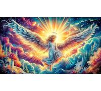 Ángel con alas Brillantes bajo un jardín Iluminado por la Luna Puzzle para Adultos de 1000 Piezas - Regalo Divertido Juego Familiar Estimulante para Adultos y niños 38x26/1000pcs