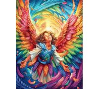 Ángel con alas coloridas Rompecabezas 1000 Piezas Cartón Grueso Para Coleccionistas Animal de cuento de hadas de acompañamiento Noches De Cita Mejora Concentración Ocio En Casa Regalo Reyes Magos 1000