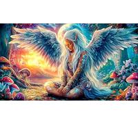 Ángel con alas de Colores en un Bosque místico Puzzle de 1000 Piezas - Juego diFícil de Papel Reciclado Actividad para casa Regalo 38x52/1000pcs