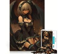 Ángel con alas Negras,Chica Anime Waifu,Juego de 1000 Piezas para Adultos,Juego de concentración Mental,Manualidades de Corte de Alta precisión,Actividad para Fortalecer los Lazos con los Seres