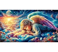 Ángel con alas y símbolos cósmicos. Puzzle para Adultos de 1000 Piezas de Papel Reciclado - Juego Familiar Divertido & Estimulante Actividad para casa 38x52/1000pcs