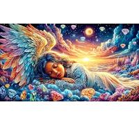 Ángel con alas y símbolos cósmicos. Puzzle para Adultos de 1000 Piezas - Juego diFícil & Estimulante Actividad para casa Regalo 38x26/1000pcs