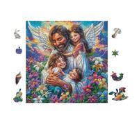 Ángel con Bebé Puzzle 100 Piezas Cartón Blanco Premium para Coleccionistas Entrenamiento Memoria Juego Compartir Colección Rompecabezas 28x28cm