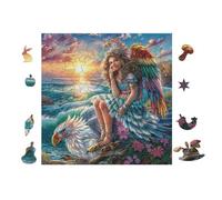 Ángel con Cisne Puzzle 100 Piezas Cartón con Papel Toda La Familia Tiempo Libre En Casa Más Vendido Regalo Original 28x28cm
