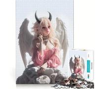 Ángel con Cuernos de Diablo,Rompecabezas de 1000 Piezas para Adolescentes Estimula la Mente Divertido Cierre Seguro Sin Piezas Sueltas Una Forma entretenida de Pasar el Tiempo Libre (38x52cm)