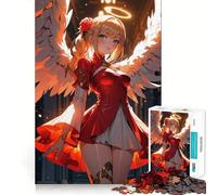 Ángel con Vestido Rojo Rompecabezas para Adultos de 1000 Piezas Juego de Memoria Mental Juego de Corte de Alta precisión Manualidad Tiempo de Tranquilidad Ejercicio Mental en casa (50x75cm)