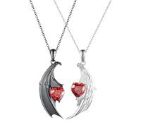 Angel Davil Couple Necklace - Wings Pendant Set, Matching Fashion Jewelry