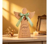 Ángel de la guarda de madera como regalo de bautizo, elegante juego de 3 piezas con bolsa, regalos ideales para bautizos para niñas o niños, decoración para comunión y confirmación