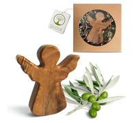 Ángel de la guarda de madera de olivo - Piedra de mano hecha a mano como regalo para nacimiento, bautismo, comunión y confirmación (sin grabado)