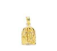 Ángel de la Guarda medalla oro 18k capilla 18 mm. borde tallado
