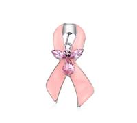 Bling Jewelry Ángel De La Guarda Protector Empowerment Cristal F Rosa Cinta Cáncer De Mama Sobreviviente Broche Concienciación para Mujer Esmalte Chapado En Plata