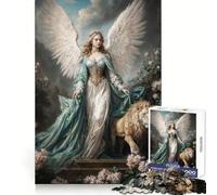 Ángel de la Naturaleza con León en Jardín Floral, Rompecabezas del Arcángel Ariel para Adolescentes, 1000 Piezas, Aventurero y Relajante, Cierre Sólido, Regalo Ideal (50x75cm)