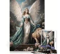 Ángel de la Naturaleza con León en Jardín Floral Rompecabezas del Arcángel Ariel para Adolescentes 1000 Piezas Concentración Mental Recreación Pacífica Ajuste Perfecto Regalo Encantador (38x26cm)