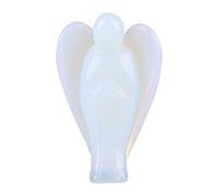 Ángel de la Paz opalita tallada, estatua curativa de bolsillo, figura espiritual blanca transparente, 3,81 cm, for meditación, regalo espiritual, colección de minerales, terapia con piedras