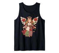 Ángel de Navidad con Estrellas Doradas - Arte Festivo Acogedor Camiseta sin Mangas