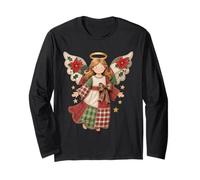 Ángel de Navidad con Estrellas Doradas - Arte Festivo Acogedor Manga Larga