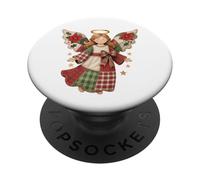 Ángel de Navidad con Estrellas Doradas - Arte Festivo Acogedor PopSockets PopGrip Adhesivo