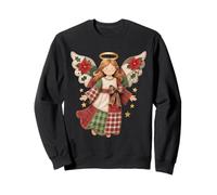 Ángel de Navidad con Estrellas Doradas - Arte Festivo Acogedor Sudadera