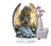 Angel Decor - 2D Prayer Acrylic Sign | Decorative Ornament, Holiday Centerpiece Display, Festive Angel Tabletop Wall Art With/for Outdoor Shelf Home Cabinet Garden Patio Porch Entryway