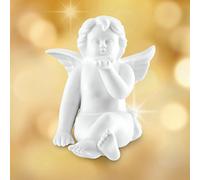 Ángel Decorativo Besamanos de Porcelana Biscuit de Calidad Rosenthal de 14 cm en Caja de Regalo, Blanco Mate