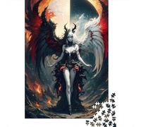 Ángel Demonio Fantasía Puzzle de 1000 Piezas Papel Puzzle para Adultos Noche Llamas Puzzle para Toda la Familia Relajación Concentración Regalo Decoración 52x38cm/1000pcs