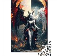 Ángel Demonio Mujer Fantasía Puzzle de 1000 Piezas Puzzle para Adultos Escena Nocturna Relajación Decoración Hogar 52x38cm/1000pcs