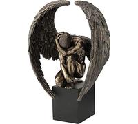 Ángel Desnudo Alado en Cuclillas sobre zócalo (Estatua de Bronce/Escultura 25.5cm / 10 Pulgadas)
