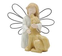 Angel Dog -estatua - 9.5x7.5x8cm Resina Cachorro Escultura | Ángel hecho a mano sosteniendo estatuilla de perros, Memorial Keepsake Ornament, Sanación simpatía regalo estatua de estatua para mascotas