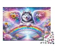 Angel Dog Rainbow Bridge Rompecabezas 1000 Piezas De Cartón Grueso Juego De Rompecabezas Anti Estrés Adultos para Tiempo De Calidad En Pareja como Regalo Original 70x50cm/1000pcs
