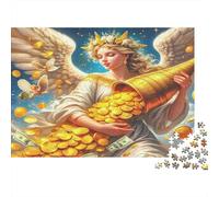 Ángel Dorado con Cuerno de abundancia Puzzle de 1000 Piezas Papel para Adultos Escena de abundancia Juego de Puzzle para Toda la Familia Relajación Decoración Regalo 38x26cm/1000pcs
