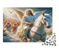 Ángel en Caballo Blanco Puzzle de 1000 Piezas para Adultos Escena Religiosa Juego de Puzzle Papel Relajación Familia Regalo Decoración 70x50cm/1000pcs