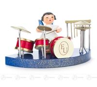 Ángel en El Batería Sentado, Azul Ala Bxhxt 11 cmx5, 5 cmx6 CM Nuevo Holzfigur