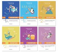 Angel Europa Cuadernos Didácticos Packs de Actividades Infantiles de Iniciación a la Escritura y Matemáticas - Formato A5, 24 Páginas (Escritura Pack de 6 Libros (1A-1B-2A-2B-3-4))